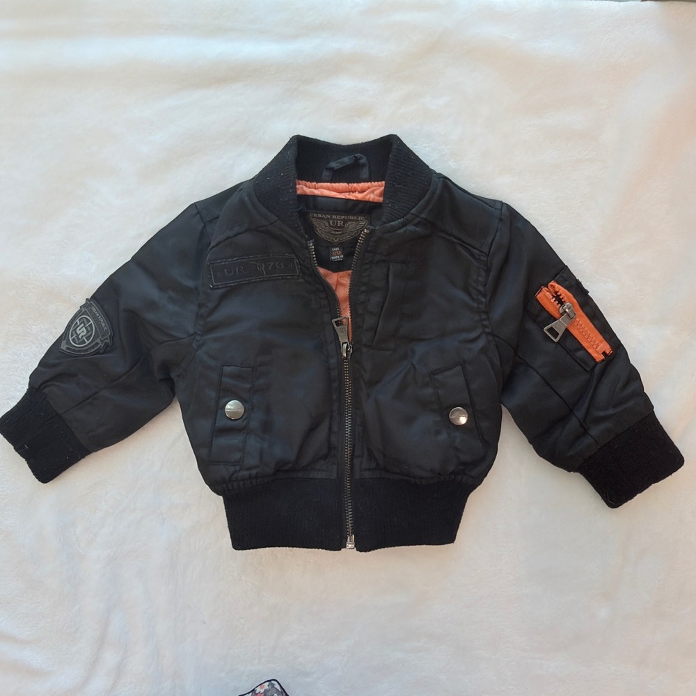 Urban Republic Bomber Jacket Toddler 12M Black Excellent Flight Utility Coat
